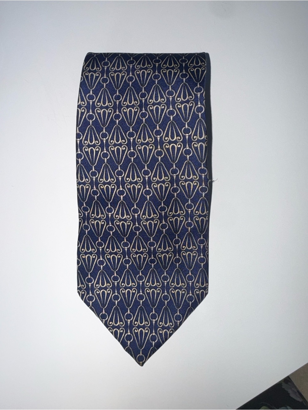 VTG Paolo Designed by Paolo Gucci Silk Tie Navy Gold Italy
